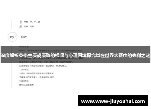 深度解析英格兰屡战屡败的根源与心理困境探究其在世界大赛中的失利之谜